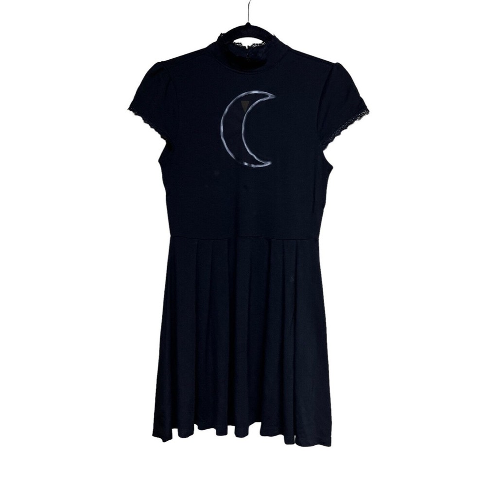 KILLSTAR Crescent Moon Mesh Cutout Fit &‎ Flare Skater Dress Black Women’s Small
